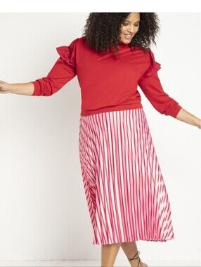 Eloquii Red Ruffle Sleeve Sweatshirt Plus Size 22W/24W - NWT